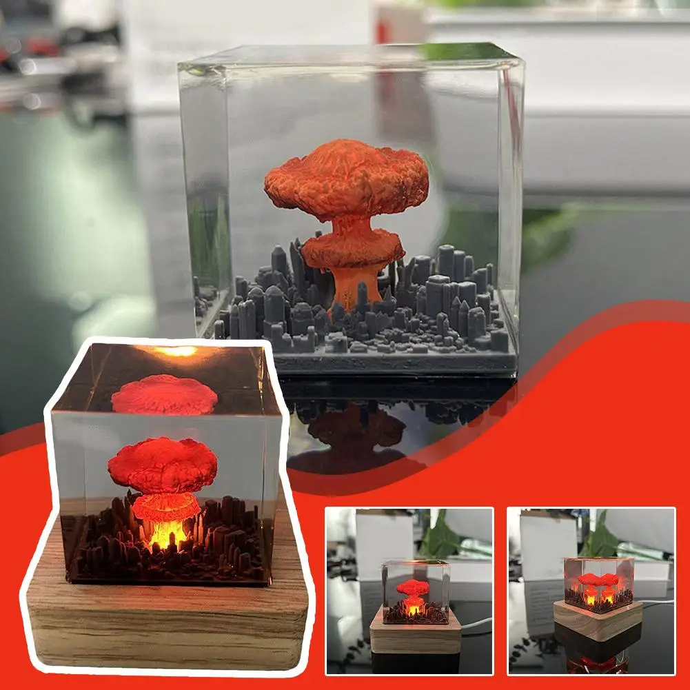 

Nuclear Explosion Bomb Mushroom Cloud Lamp Flameless Lamp For Courtyard Living Room Decor 3d Night Light Rechargeable P0s6