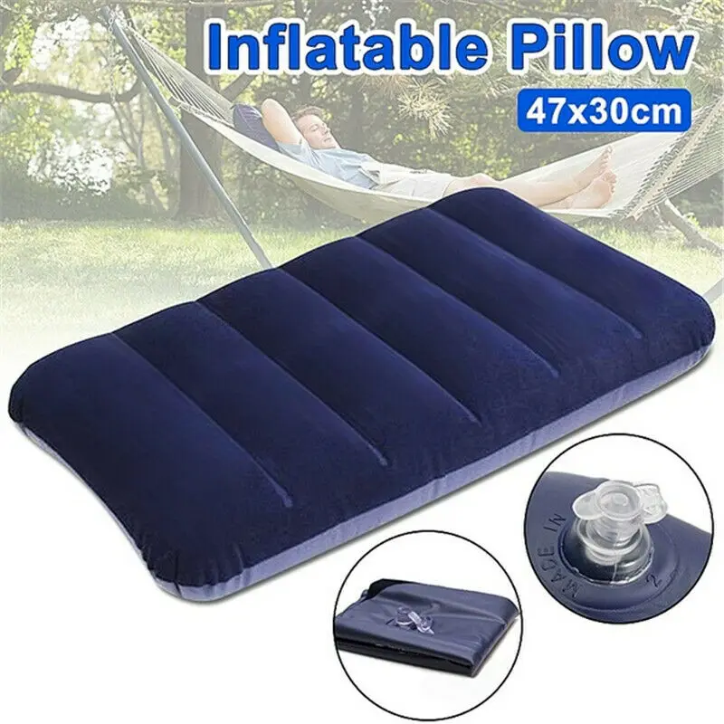 Inflatable Air Pillow Sleep Mobile Puff Up Cushion Travel Backrest Beach  Camping