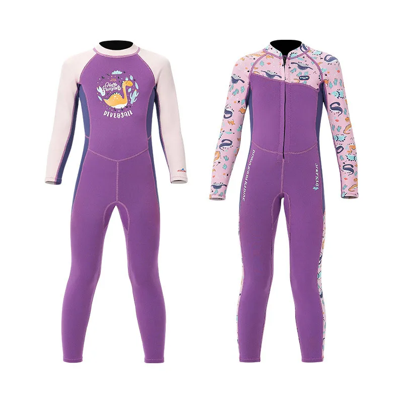 

Long Sleeve Kids Swimwear 2.5mm Girls Warm Wetsuit Neoprene Children's One-piece Swimsuit Thick Cold-proof Swimming Diving Suit