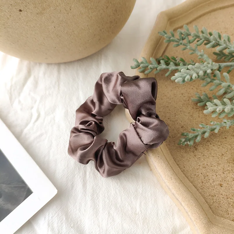 Women Silk Scrunchie Elastic Handmade Satin Hair Band Multicolor Ponytail Holder Solid Color Hair Ties Headband Hair Accessories silver hair clips