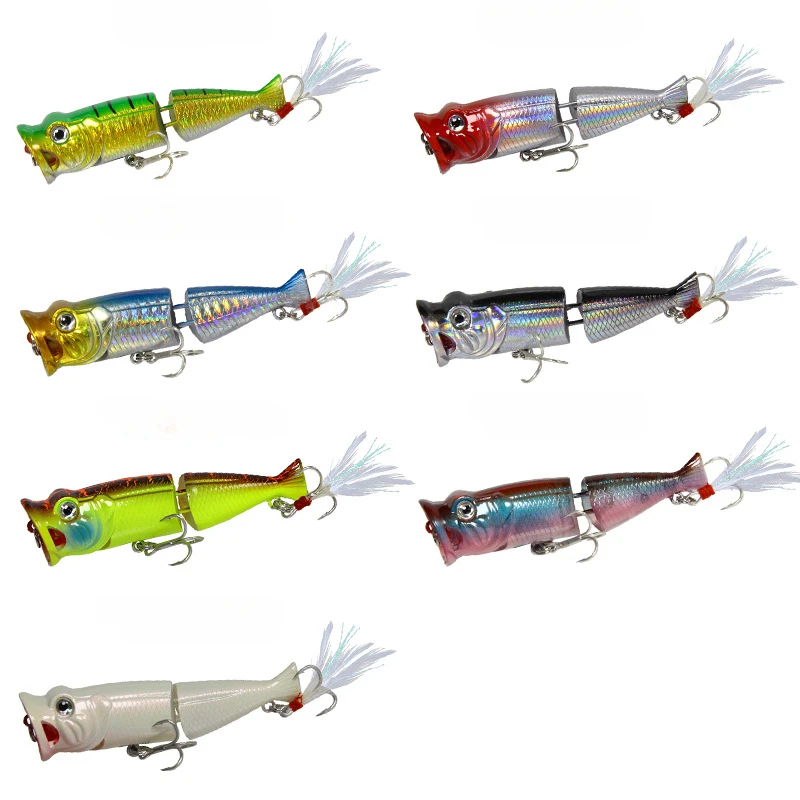 

ZWICKE 8cm11g Popper Fishing Lure Topwater Hard Bait Artificial Minnow Swimbait Wobblers Plastic Pesca with Feather Trout Tackle