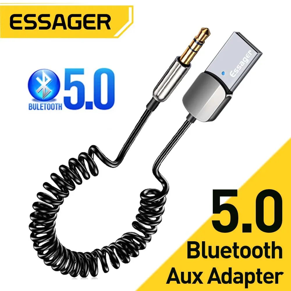 Essager Wireless Bluetooth 5.0 Receiver Adapter Car Speaker 3.5mm Jack Aux Audio Music Dongle Car Bluetooth Transmitter