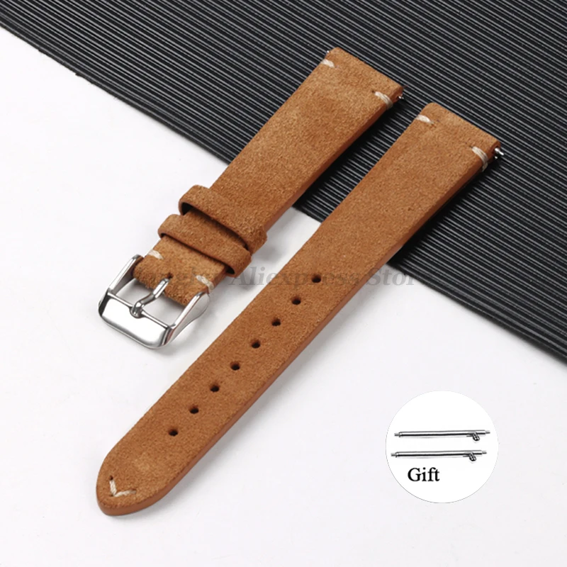 Vintage Brown Soft Suede Calfskin Quick Release Strap
