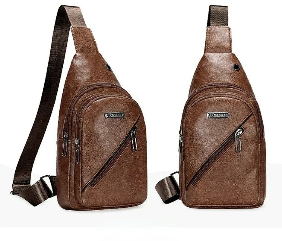 

New Men's Chest Bag Fashion Casual PU Shoulder Bag Outdoor Lightweight Cell Phone Bag Small Bag Solid Crossbody Bags 2023