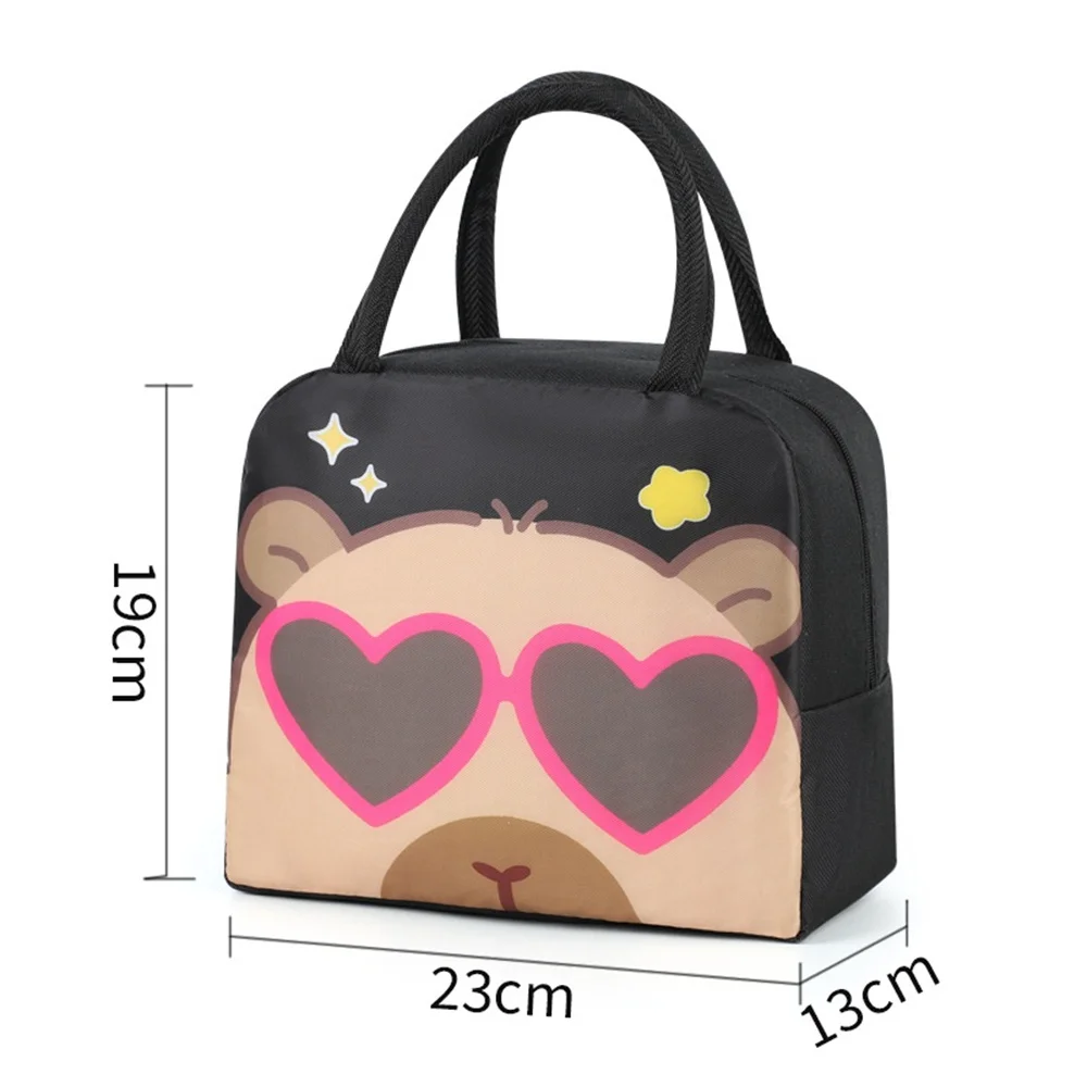 Cartoon Capybara Lunch Bag Children Portable Thermal Insulation Bento Box Bags Food Container Handbags for Office Tote Bag