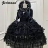 Original Design Lolita Sweet Dress Set Girl Women's Cute Lace Flare Sleeve Inner Shirt Fairy Lace Bow Jsk Suspender Cake Dress 4