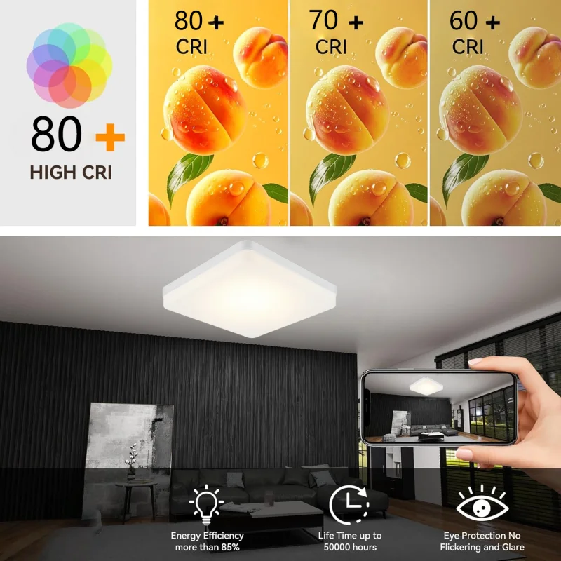 Modern Square LED Ceiling Light 36-48W Flush Mount Ceiling Lamp 3000K-6000K S54f6ca1327124fbcaf26f78dde4292e2G