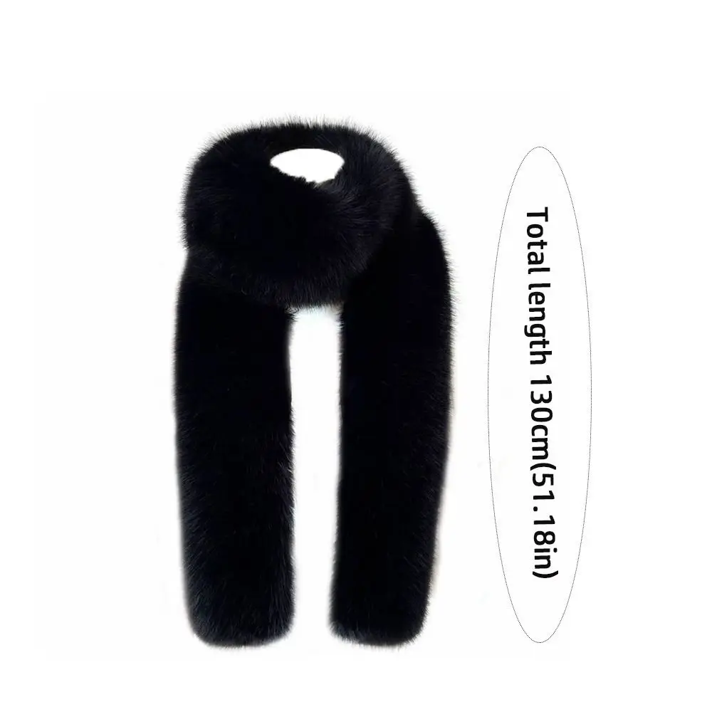 Vintage 130cm Fake Fur Long Scarf Thick Solid Color Winter Fluffy Scarf Soft Fur Decor Luxury Wraps Shawl Autumn Winter
