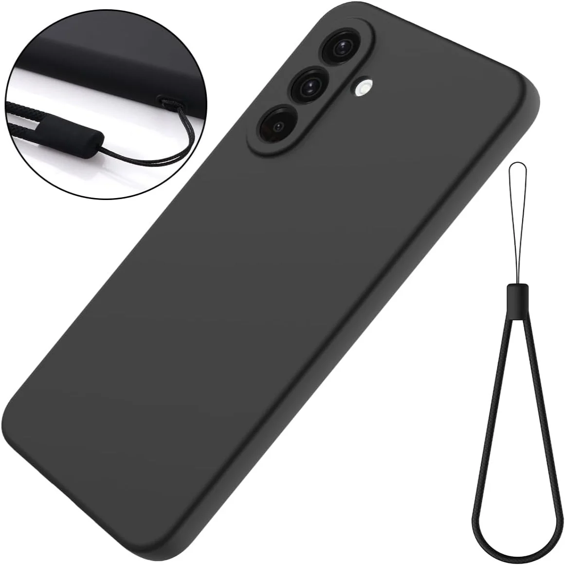 Lanyard Fashion Solid Colour Shockproof Liquid Silicone Phone Case