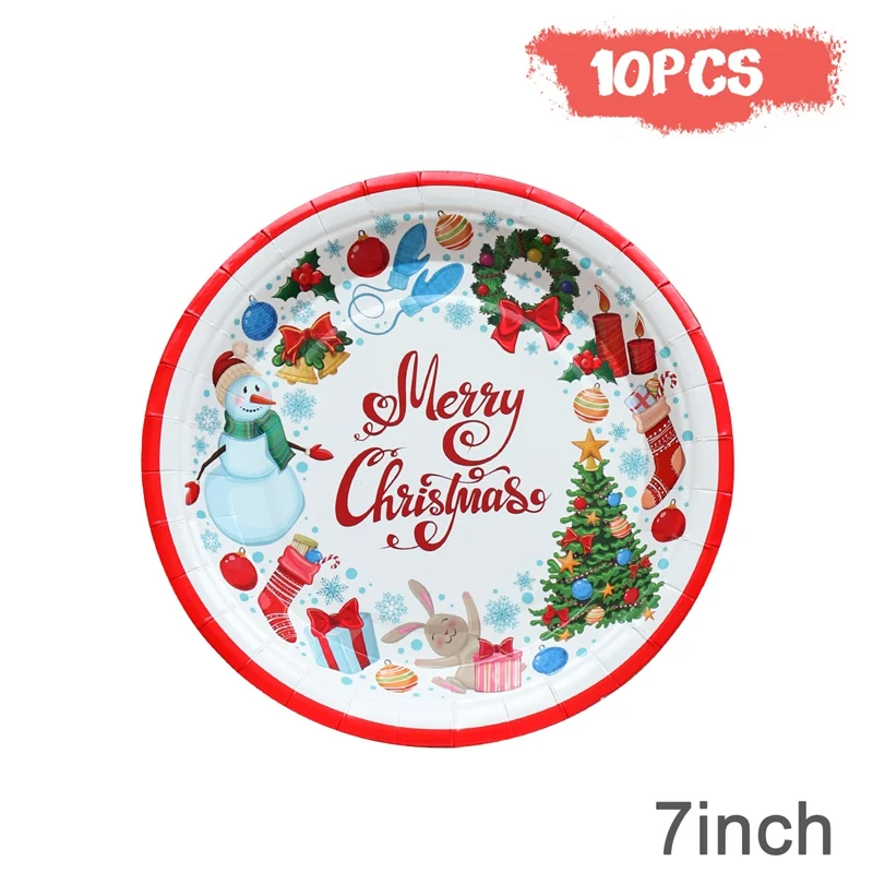 10pcs/20pcs Décoration De Noël Sur Le Thème De L'Elan Jetable Vaisselle En  Papier Assiettes Serviettes Tasses Décoration De Noël Pour La Maison 2023  Nouvel An 2024 - Temu France