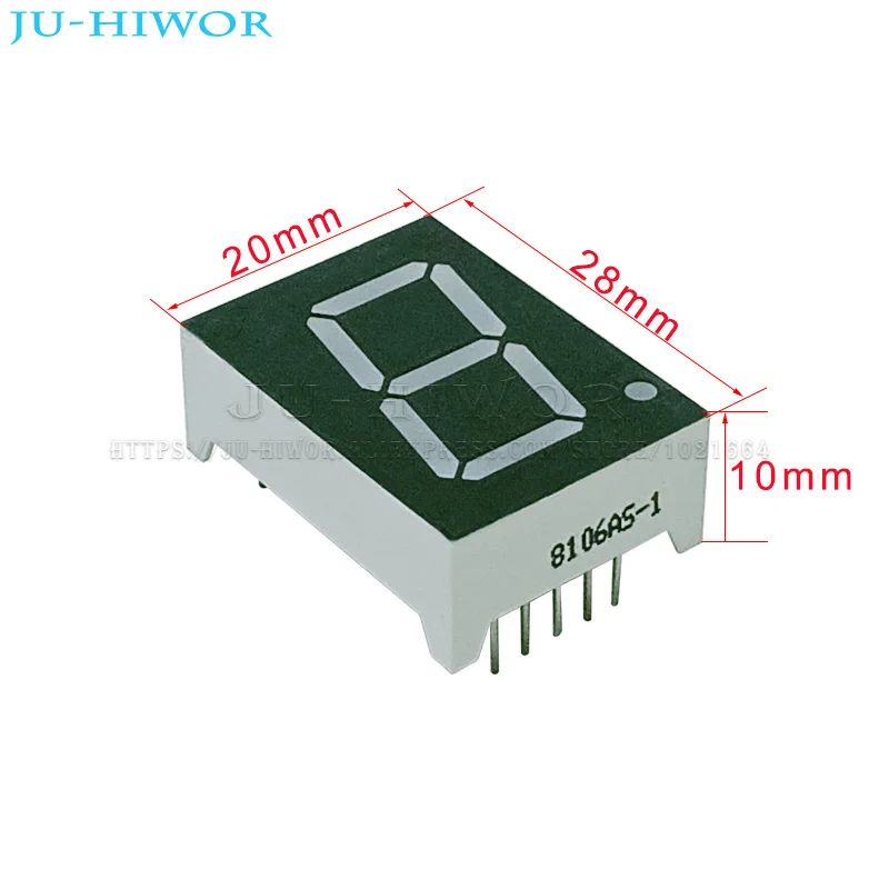 10pcs 10Pins 8106AS 8106BS 0.8 Inch 1 Digit Bits 7 Segment Red LED Digital Display Digitron Common Anode Cathode C-A C-C led digital tube display