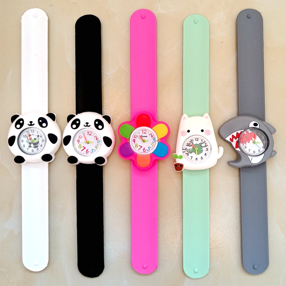 Lovely Baby Cartoon 3D Animals Boys Girls Kids Students Unicorn Birthday Party Christmas Gift Study Time Slap Watches Clock 6