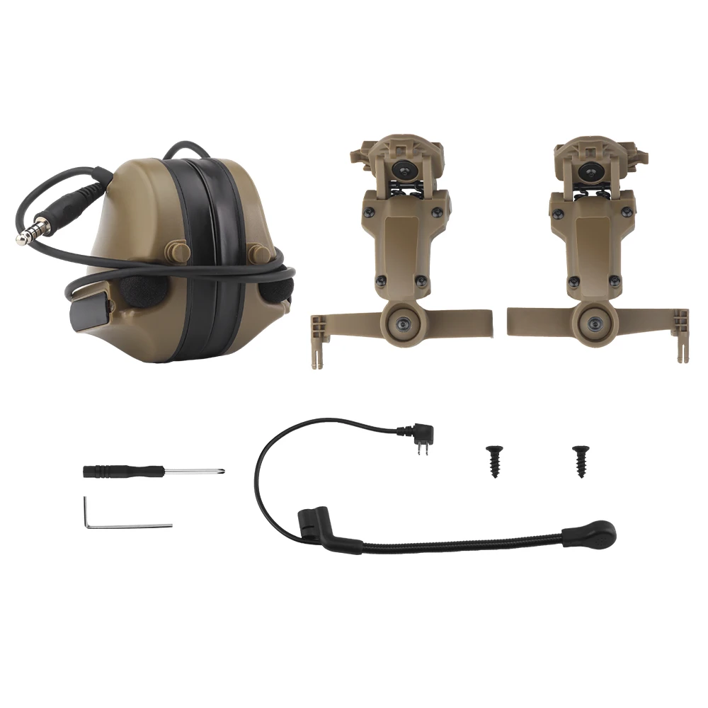 Montura Casco Riel OPS Auriculares Tácticos WLXW Para Airsoft - Cancelación De Ruido, Montaje En Casco O Cabeza - Verde/Negro Comunicacion Tactical Rail