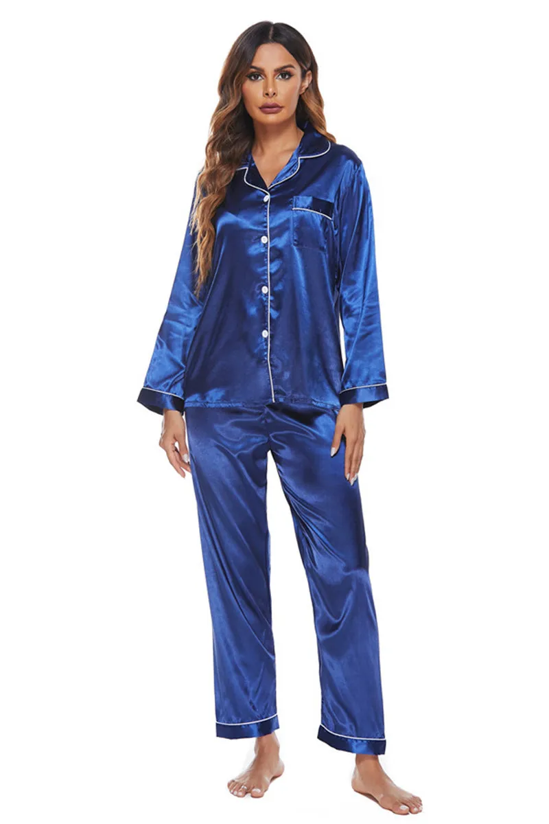 Two Piece Set Satin Silk Pajamas for Women Heart Embroidery Sleepwear Home Suit Elegant Summer Short Loungewear Home Clothes