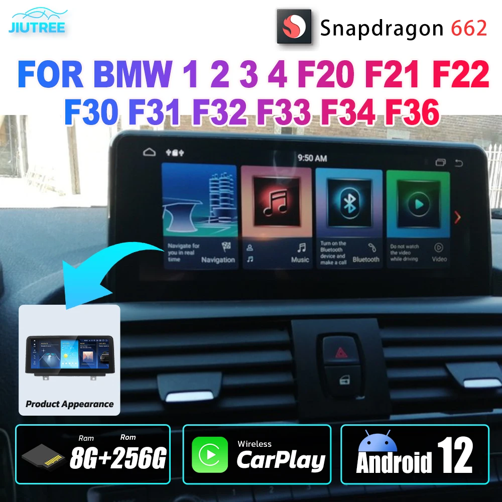 

Qualcomm Snapdragon 662 Android 12 For BMW Series 1 2 3 4 F20 F21 F22 F30 F31 F32 F33 F34 F36 Car Radio 8G 256GB GPS Multimedia