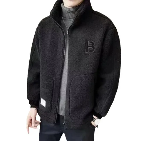 Mens Lambswool Jacket Korean Version Men's Fall and Winter Jacket