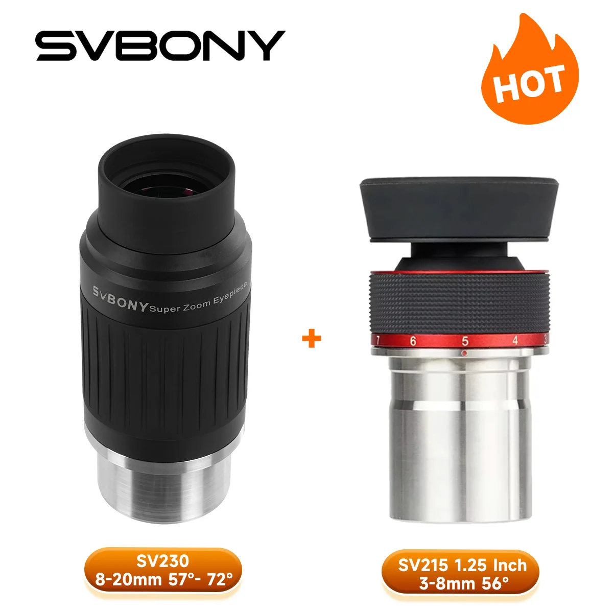 Svbony SV230+SV215 Zoom Eyepiece Set Focal length coverage 3mm