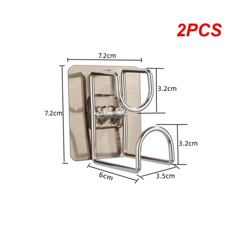 Punch-Free Sticky Bathroom Kitchen Traceless Washbasin Save Space Organizer Wall Mount Hook Holder Adhesive Storage Rack 2PCS