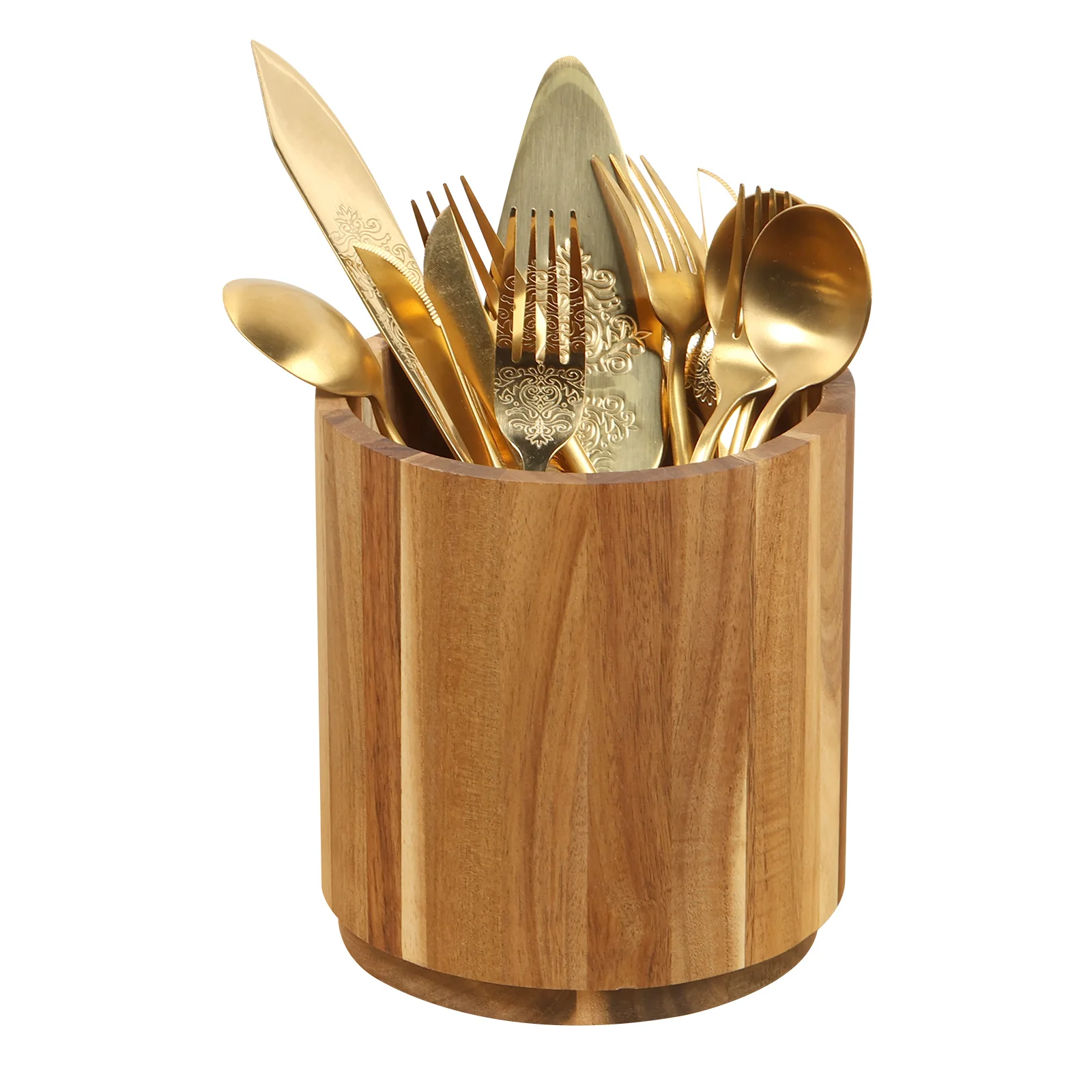 Wooden Utensil Holder 360 Rotating Kitchen Storage