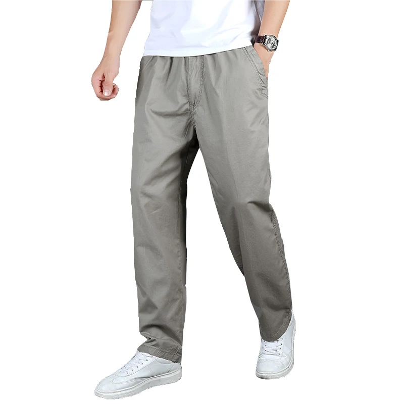 MensTrousersWorkPantsSummerSpringCottonElasticLooseFitHigh
