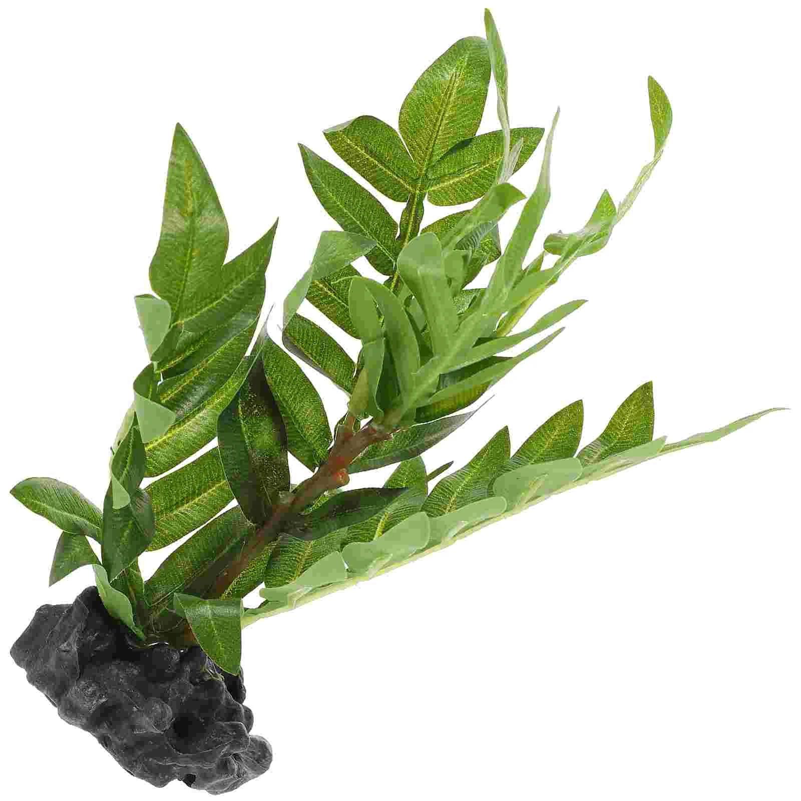 

Plastic Resin Decorative Vivid With Base Artificial Amphibians Habitat Plants Terrarium Decor Fish Tank Decor Hideout Plants