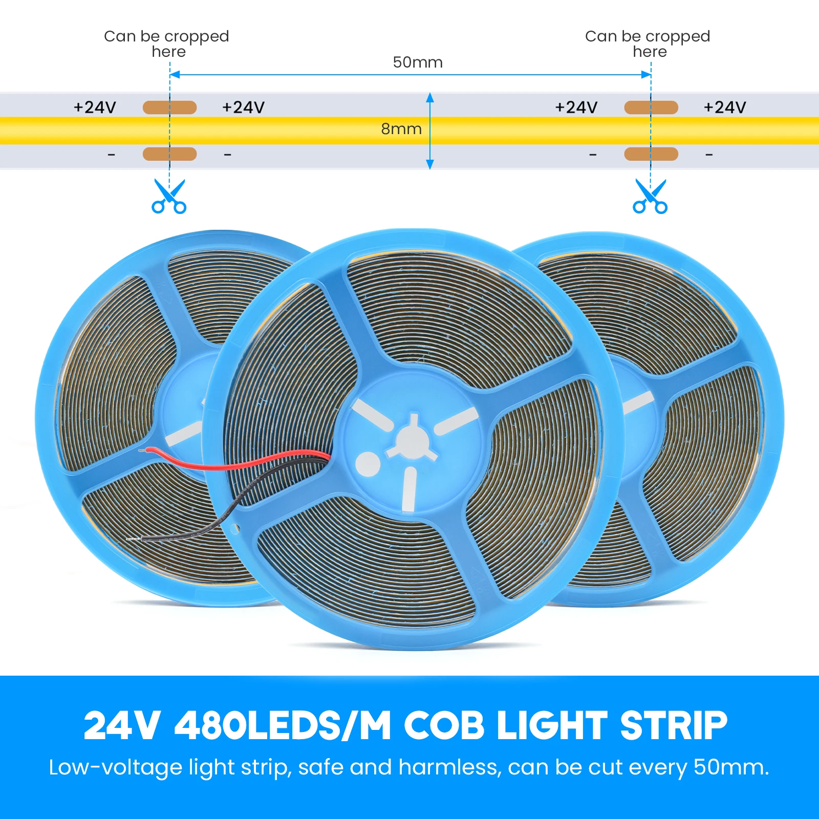 DC 12V 24V COB Strip 480 384 320 528Leds/M High Density S54f7fa3c0dc94fc4933ff9ecfbe7d8fal
