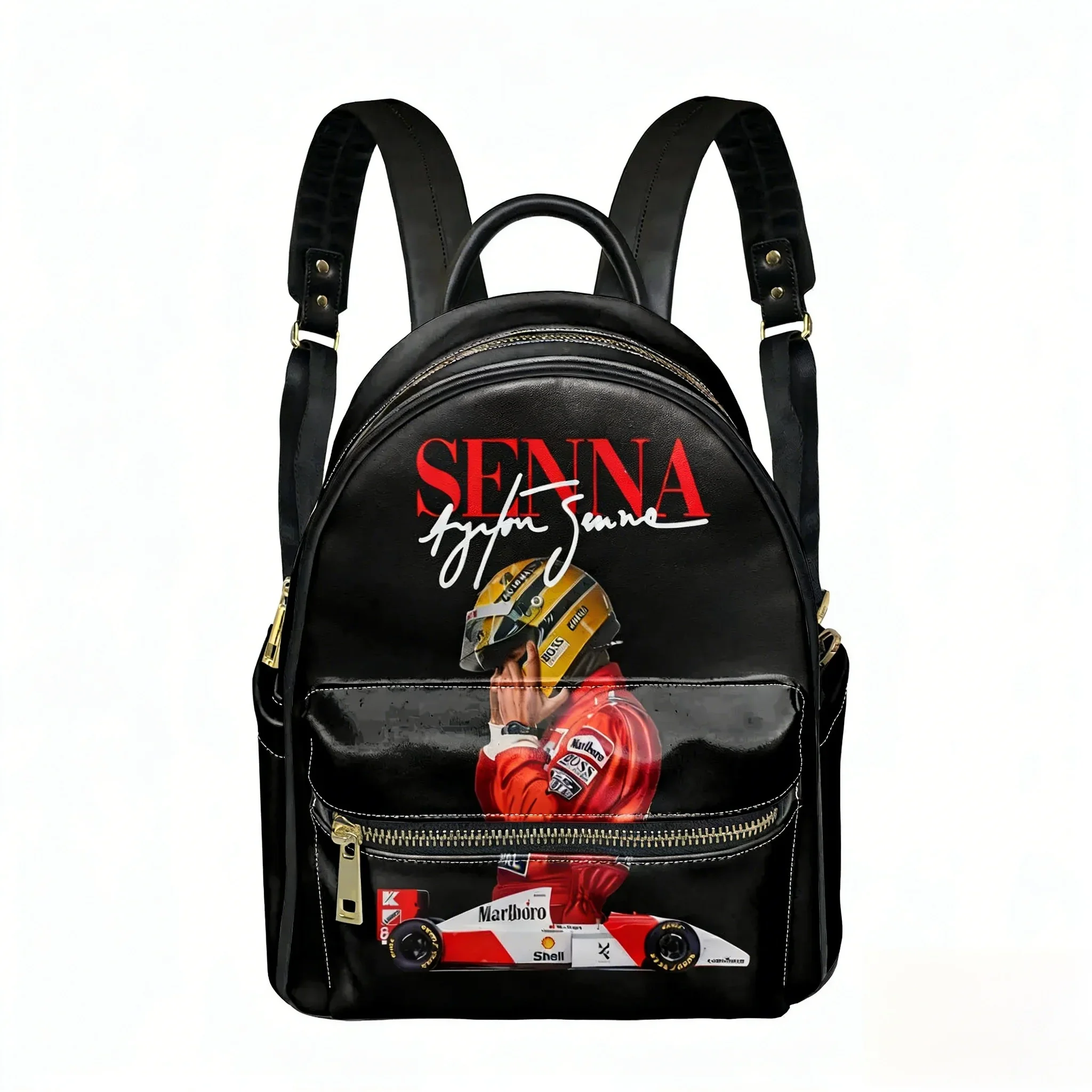 Ayrton Senna Racing Graphics Backpack Womens Men Personalized Double Shoulder Bag Business Travel Bookbag Rucksack Gift Daypack 1