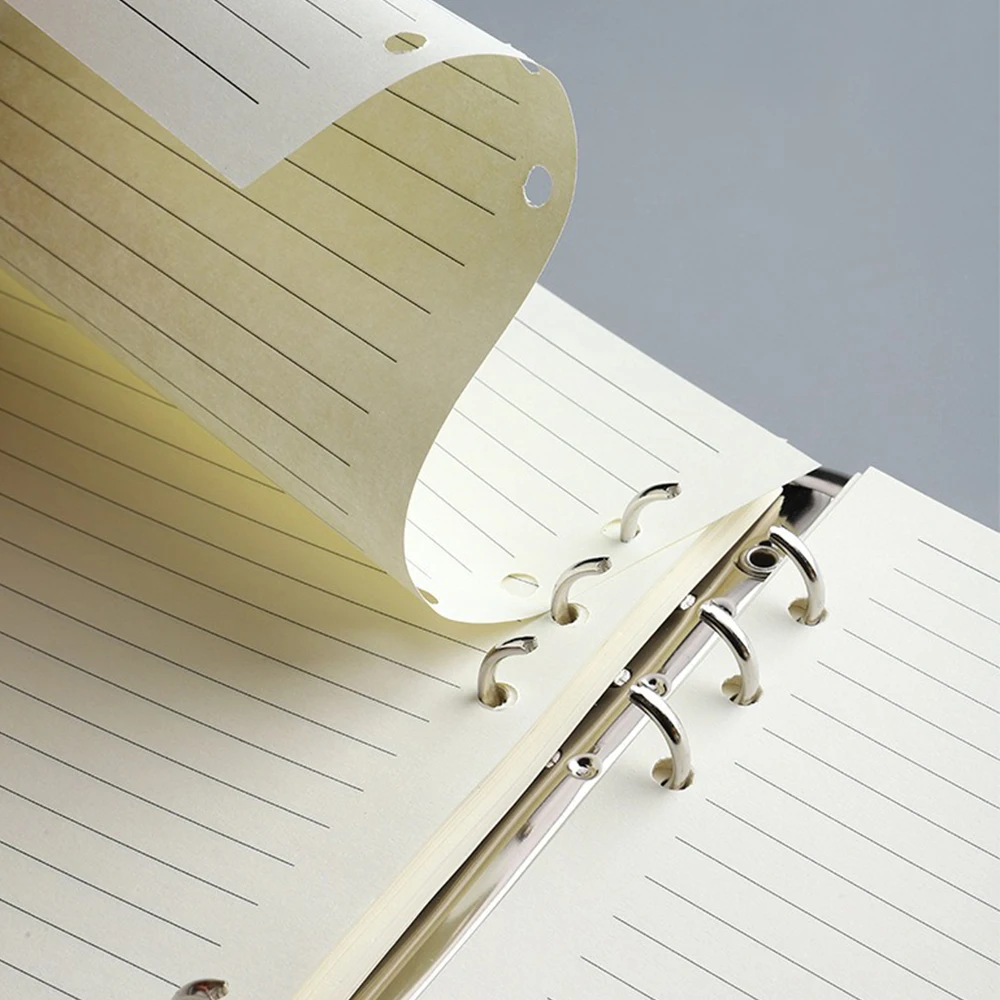 80 Sheets A5/A6/A7 6 Ring Notebooks Inner Pages Binders Loose-leaf Paper Folders Office School Stationery Accessories Blank Line 3