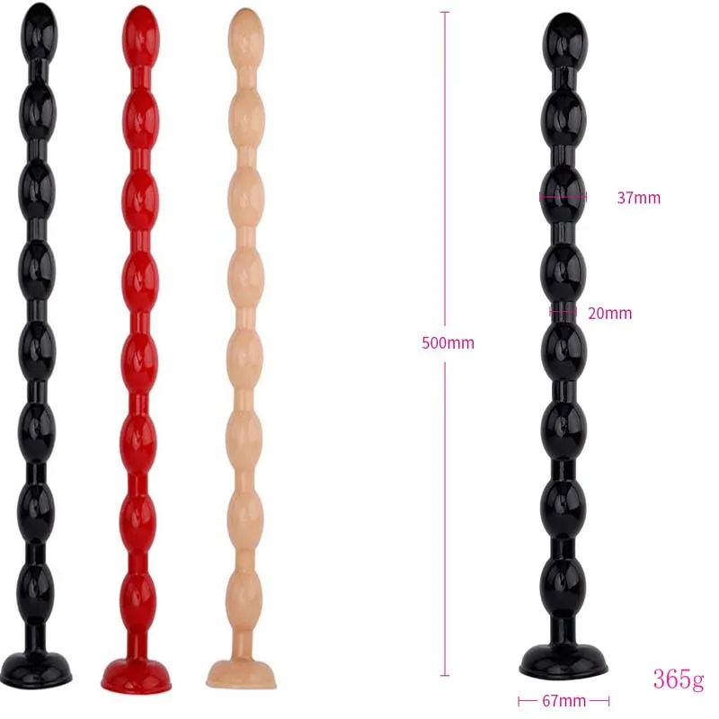 Plug anal souple à billes et long dildo en silicone pour anus_voghion.com