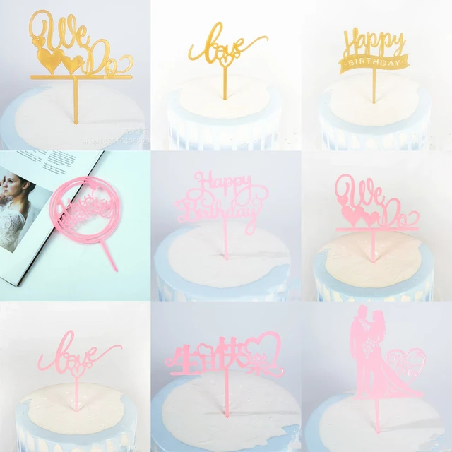 2023 New Happy Birthday Cake Toppers Gold Acrylic Kids Birhday Cake Topper  For Kids Birthday Party Cake Decorations Baby Shower - AliExpress