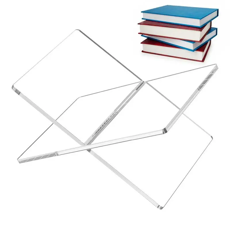 Acrylic Book Holder X-Shaped Display Stand for Cookbook Recipe Menu Magazines Storybook Rack for Display Opening Reading Books book holder book stand reading stand