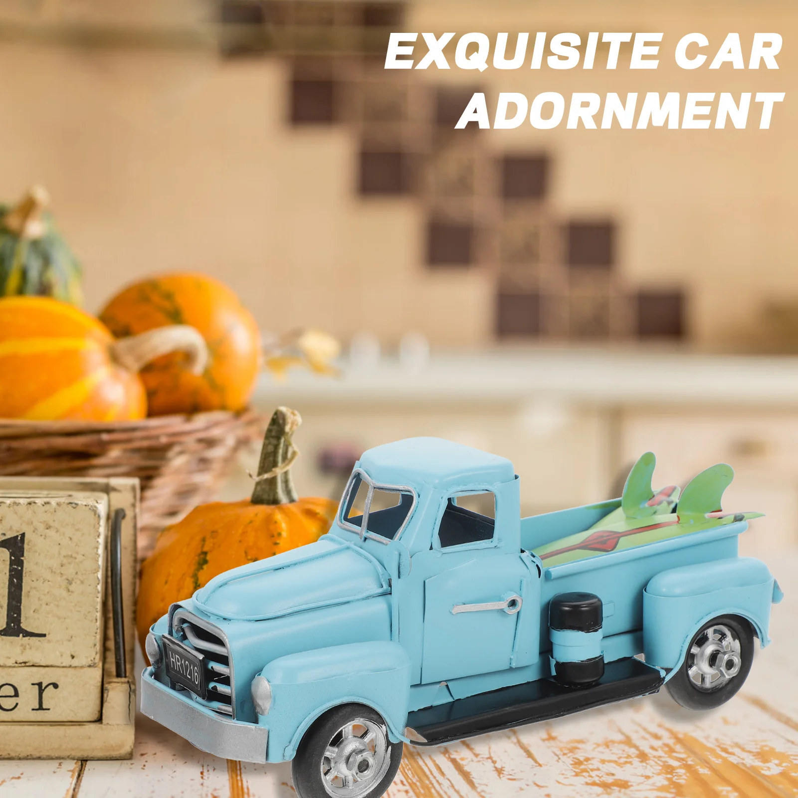 

Stobok Rustic Home Decor Vintage Car Model Pickup Truck Vehicles Simulated Truck Statue Metal Car Photo Prop Mini