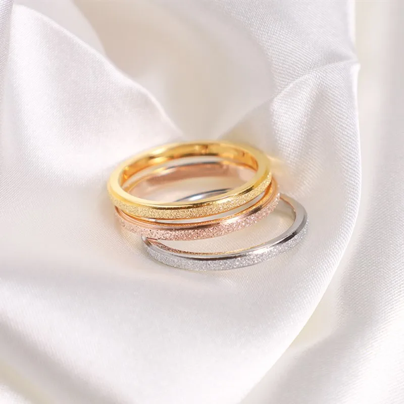 2mm Thin Stainless Steel Matte Stackable Ring Wedding Band for Women Girl Size 3-10