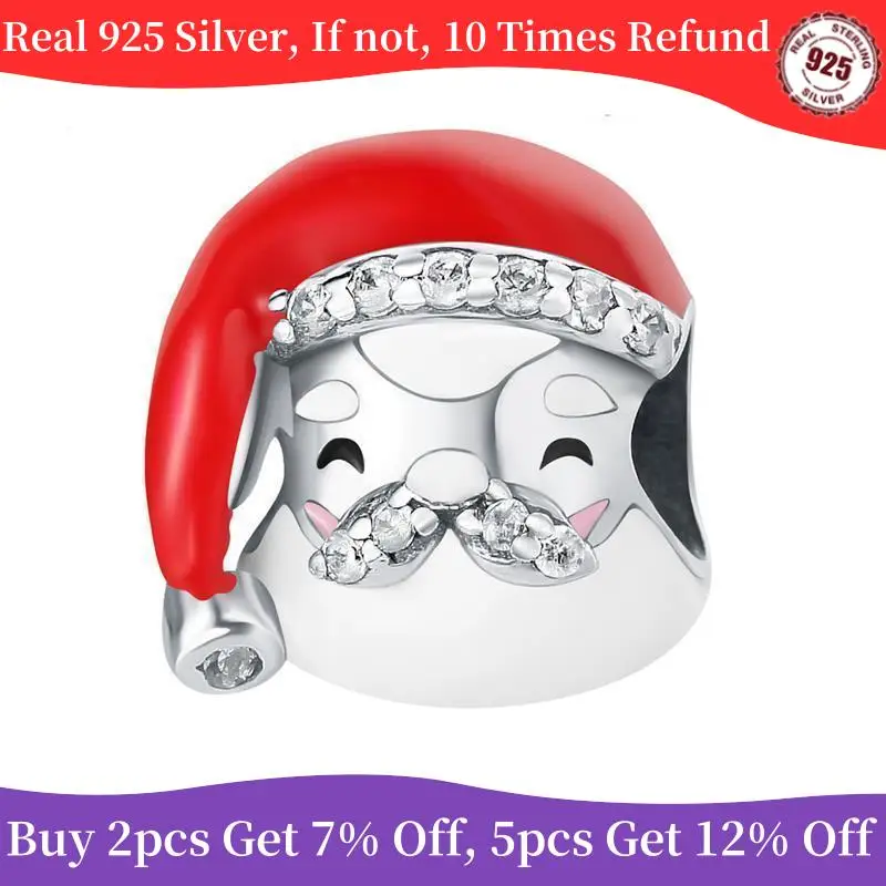 

Новинка, бусины-шармы из серебра 925 пробы с Санта-Клаусом, подходят для оригинального браслета Pandora, безделушка, женские подарки «сделай сам», вечерние ювелирные изделия