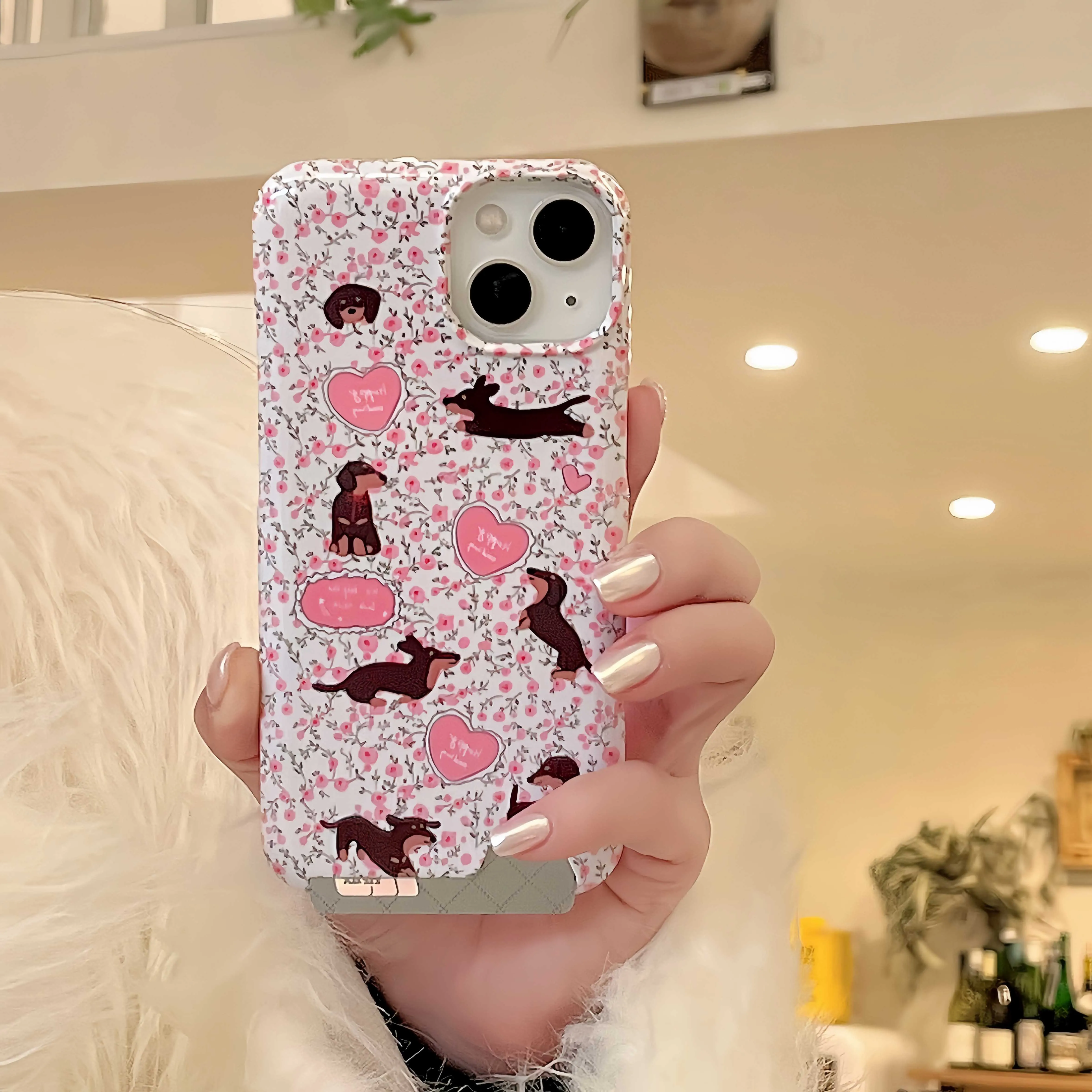 Korea Little Flower Dog Phone Case for iPhone