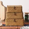 Handmade Wicker Woven Storage Box Rattan Storage Finishing Basket with Lid Sundry Bath Cosmetic Towel Container Laundry Basket 4
