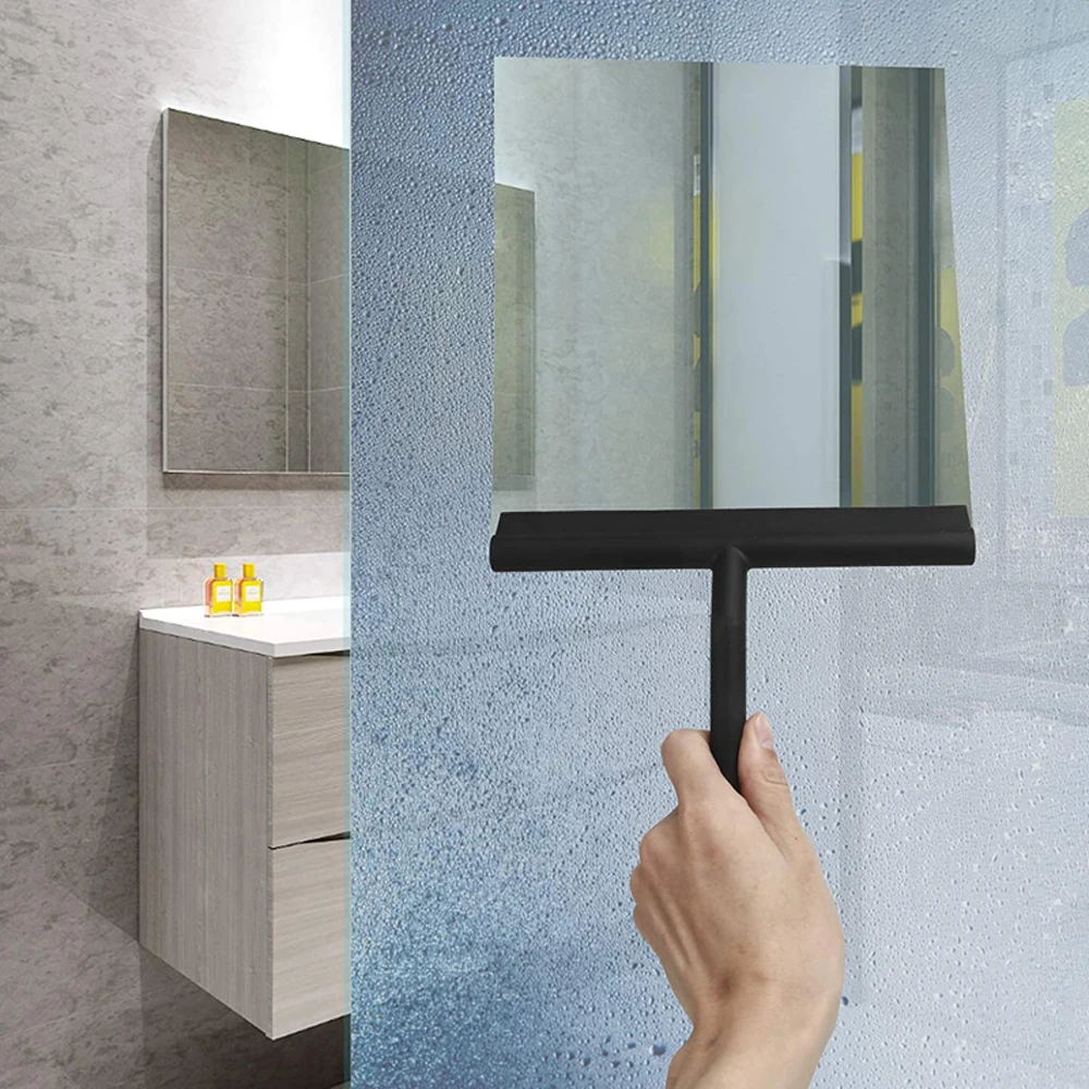 Limpiaparabrisas de ducha de silicona con soporte Limpiaparabrisas de baño  de 21 cm de ancho Limpiacristales de silicona con núcleo de acero  inoxidable para ducha Baño Espejo Limpiacristales Azulejos