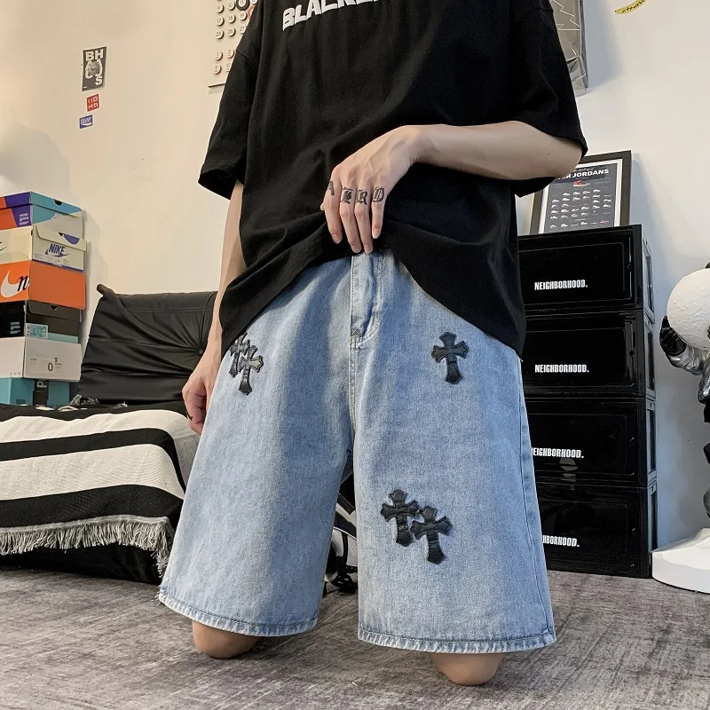 Pantalones Cortos De Mezclilla Bordados, Pintados A Mano