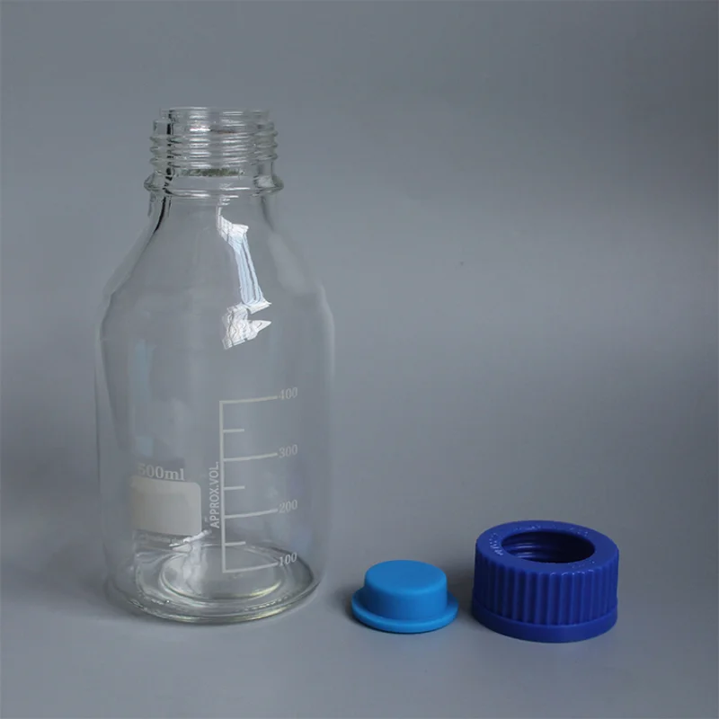 

GL45 Round Media Storage Bottles Storage Glass Bottle with Blue Screw Cap 100ml 250ml 500ml 1000ml