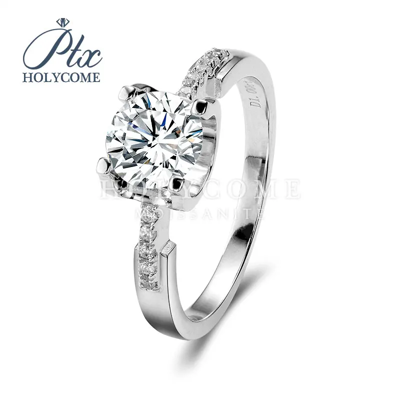 

GAR Holycome Jewelry Real 925 Sterling Silver Moissanite Diamond Ring 6.5mm 1ct D Color Moissanite Engagement Rings For Women