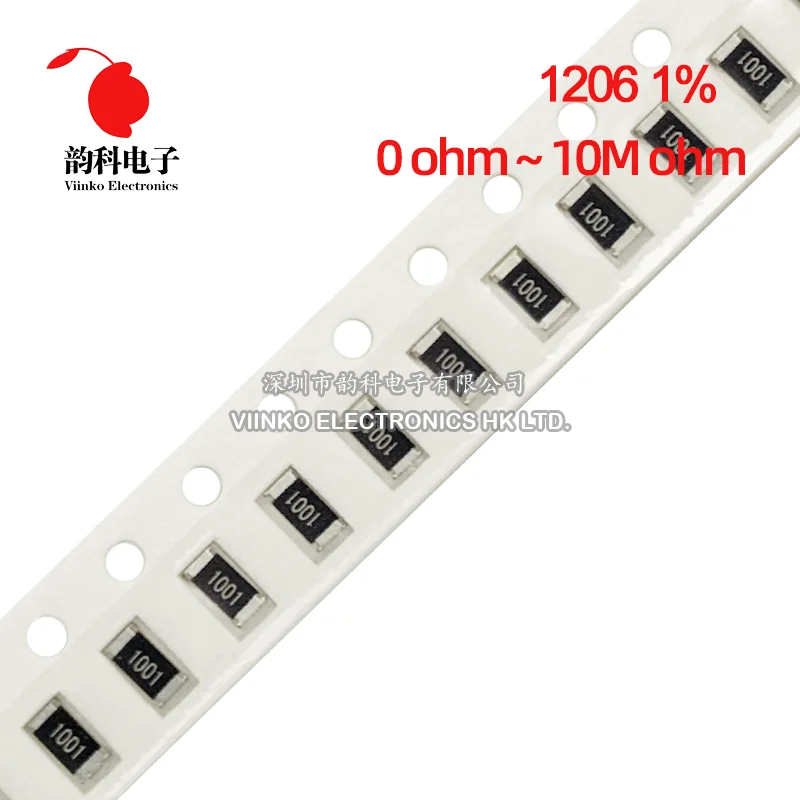 SMD Resistor 200pcs 1% 1206 0R ~ 10M 1/4W 0.1 1 10 100 150 220 330 470 ohm 1K 2.2K 4.7K 10K 100K 1R 10R 100R 150R 220R 330R 1M