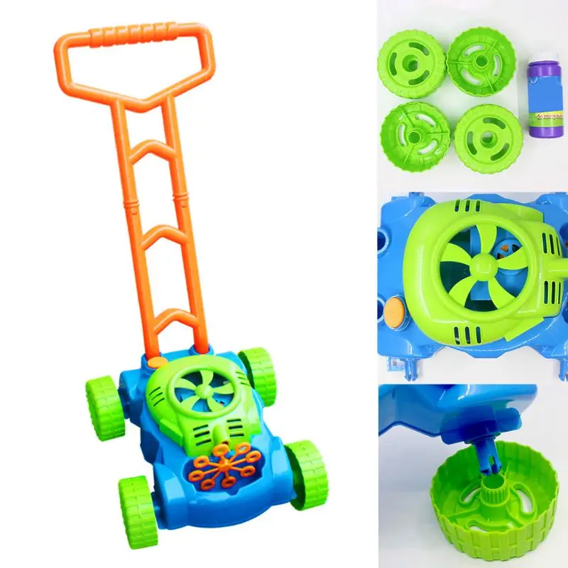 

4XBD Automatic Music Trolley Blowing Bubble Machine Children Kids Outdoor Game Push Toy