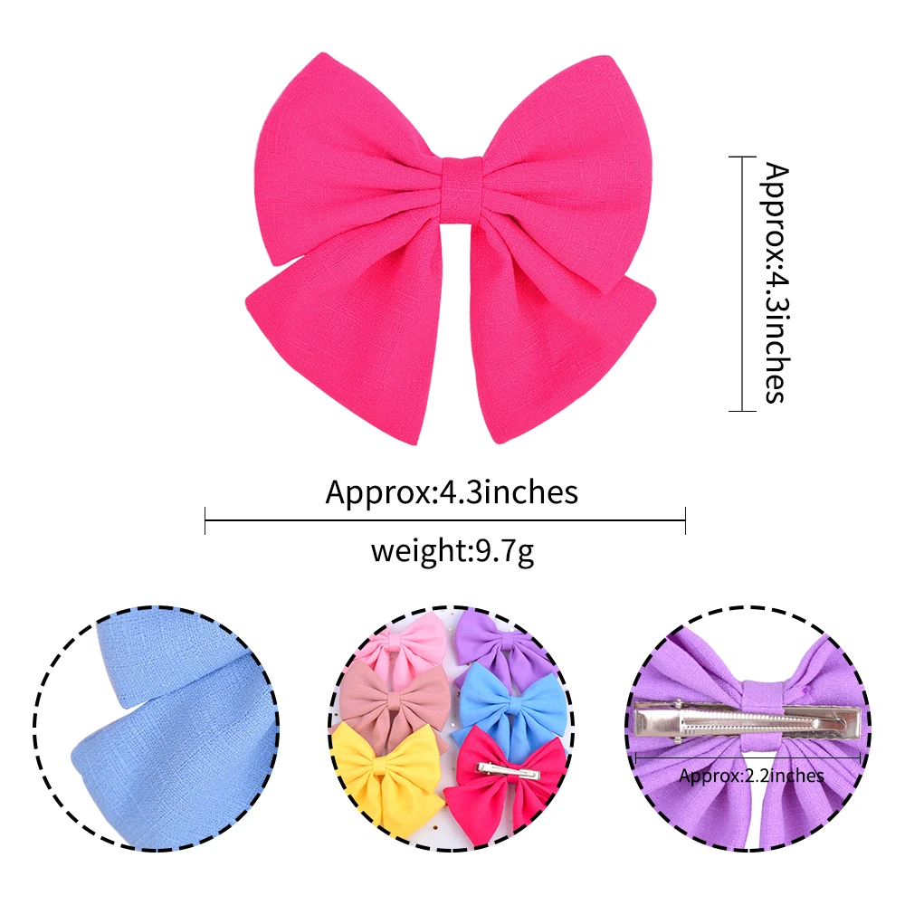 Solid Color Cotton Clip Hair Bows For Girls Hairband Handmade Hairpin Barrettes Headwear Kids Hair Accessories For Children 1Pcs