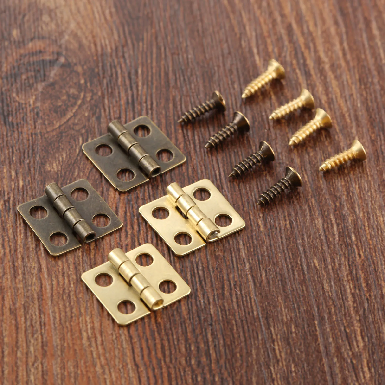 40Pcs 13*12mm Mini Cabinet Drawer Door Butt Hinges Antique 4 Holes Jewelry Boxes Decorative Hinges for Furniture Hardware DRELD