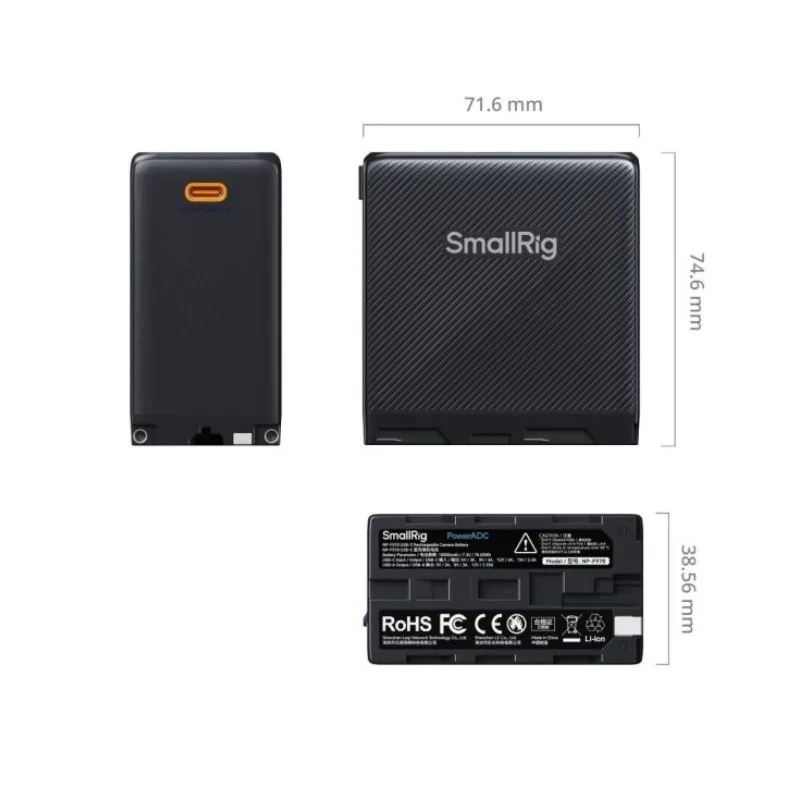 SmallRig NP-F970 10500mAh/76.65WH Rechargeable Camera Battery USB-C/USB-A Input/