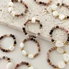 Classic Shell Heart Ring Set Rhodochrosite Natural Stone Stainless Steel Beads Rings For Women Birthday Wedding Girls Wholesale 2