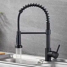 

Commercial Matte Black Kitchen Faucet with Sprayer Single Handle Spring Spout Faucets Pull Down Sprayer Kitchen Sink Faucet