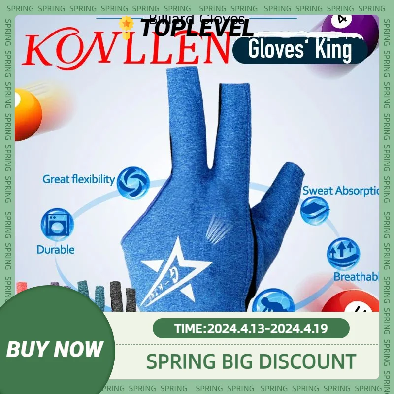 KONLLEN-Fingerless Pool Glove, Left Hand, Snooker, Pool Cue Gloves, Carom Gloves, Durable Billiards Accessories