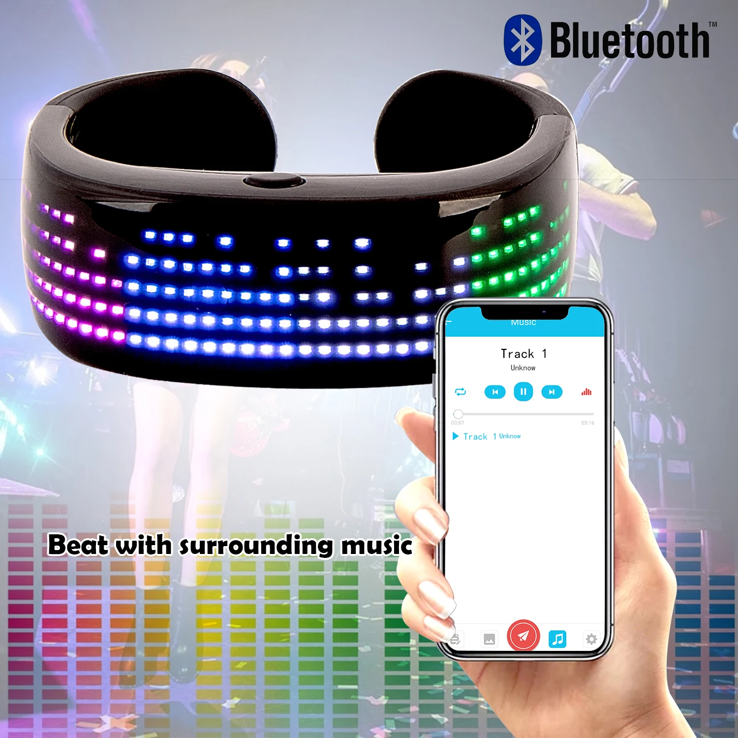 Bluetooth LED Bracelet Wristband Programmable Message /APP Connected/USB  Rechargeable for Festival Party Bar Running Cycling - AliExpress