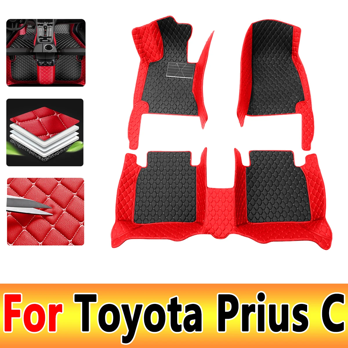 

Car Floor Mats For Toyota Prius C Aqua NHP10 2012~ 2019 Carpets Rugs Luxury Leather Mat Rugs Car Accessories 2013 2014 2015 2016